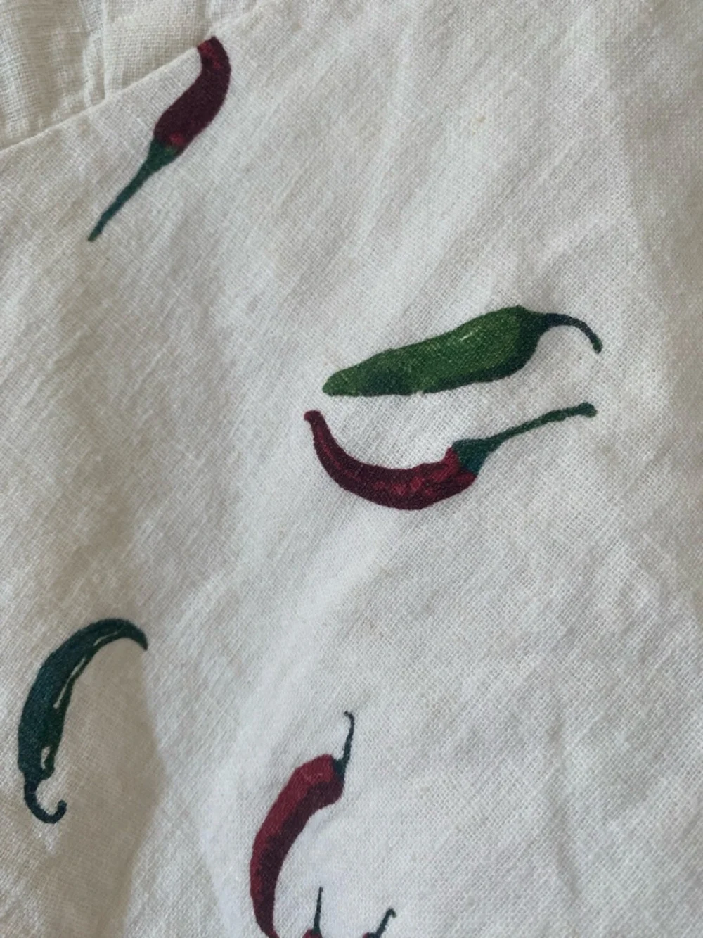 Abercrombie & Fitch Linen Cotton Chili Pepper Dress Pockets Smocked Back L - Picture 2 of 14
